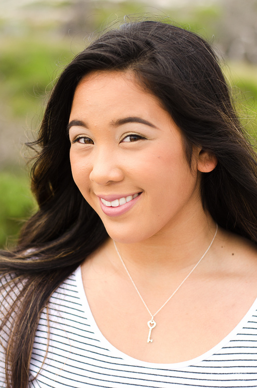 Close up senior girl portrait with key necklace at Asilomar, Pacific Grove Fotofroggy Photography