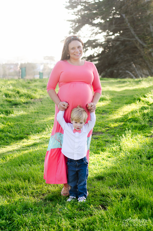 Coral Pink bowtie - Mother-Son Maternity Portraits - Monterey County - Fotofroggy Photography