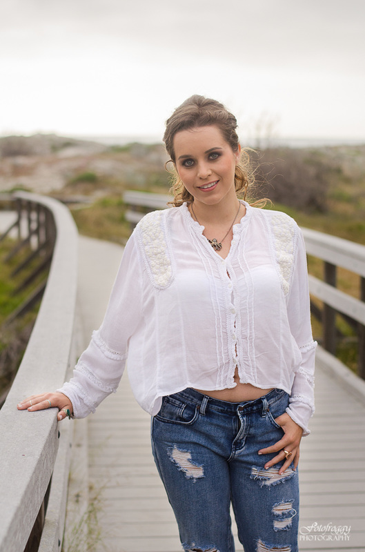 White blouse and ripped jeans senior girl portraits at Asilomar, Pacific Grove Fotofroggy Photography