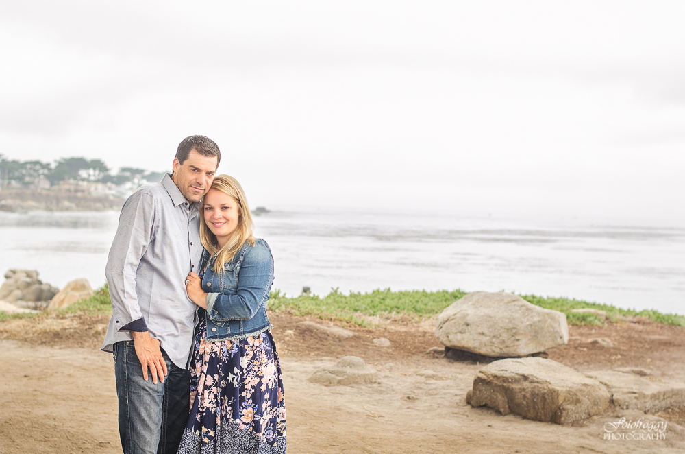 Couples portrait at Lover's Point coastline Pacific Grove CA Family Photography